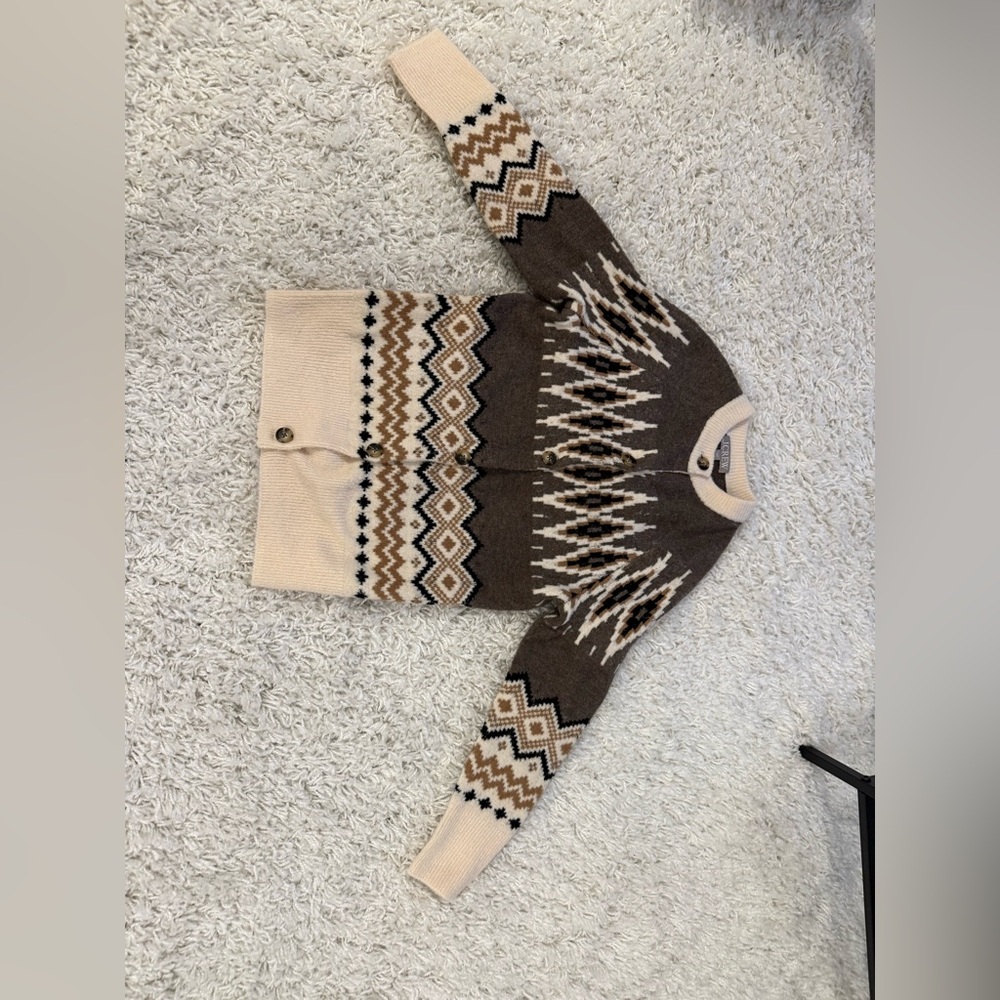 J. Crew Cream and Brown Knit cardigan